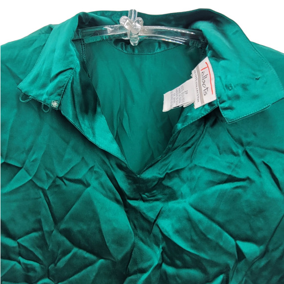 Talbots Vintage Petite Silk Satin Turtleneck Luxe Button Back Long Sleeve Blouse - Picture 11 of 15